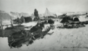 Image of Camp site: sledges, tents, furs